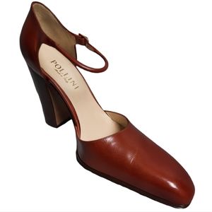 Pollini VTG Italian Leather Copper Strappy Heels SZ EU 37.5
